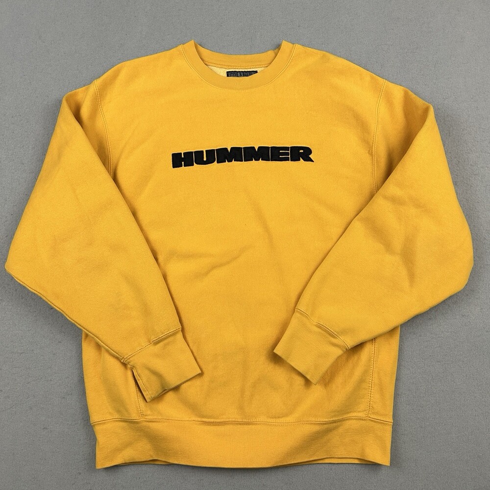 Hummer Sweater Men Small Yellow Steve & Barry's Sweatshirt Crewneck Embroidery S
